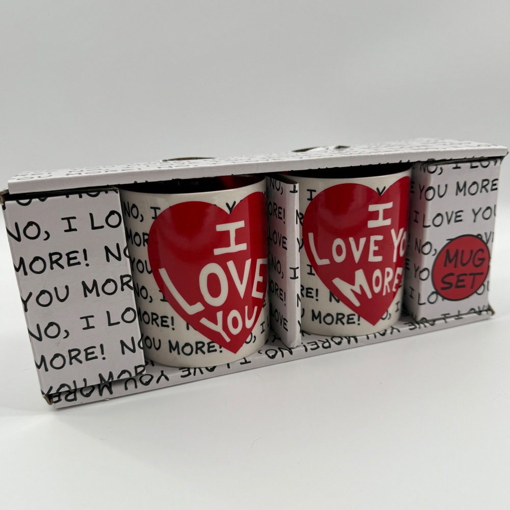 Our Name is Mud Coffee Mug Set I Love You More Heart Novelty Gift Home Decor